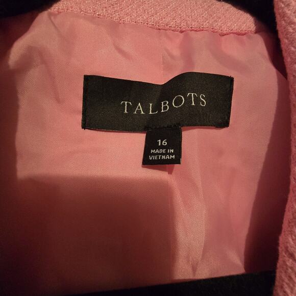 Talbots Texture Blazer Jacket Women 16 Pink Short Sleeve Cropped Coquette - Picture 5 of 10
